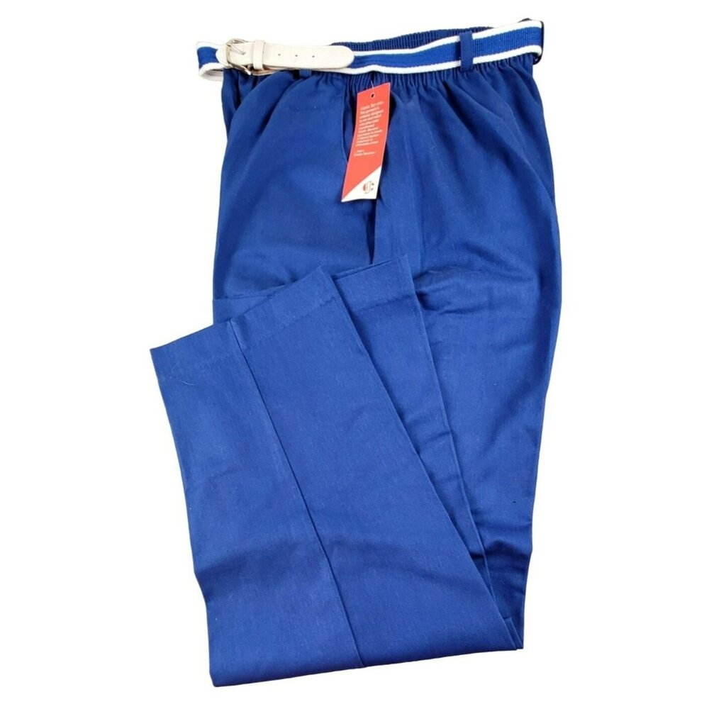 Christin Stevens Womens Blue Slacks Belted Elastic Waist Size 14 NWT  JH1281